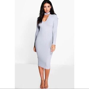 BOHOO GRAY MIDI DRESS